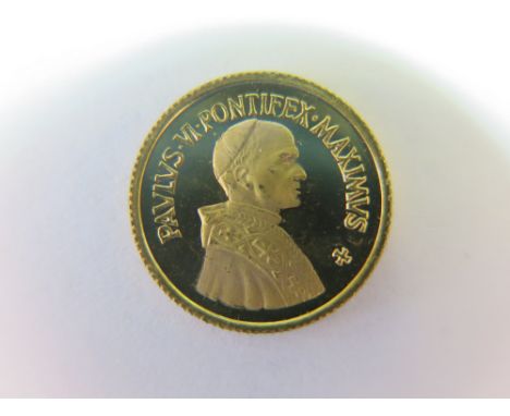 Papal Medalet, yellow metal d.16mm, 1.5g, PAVLUS. VI. PONTIFEX. MAXIMVS portrait r. / A. JUB. 1975, GEF