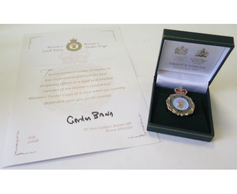 Womens Land Army an example of the Land Army & Timber Corps badge awarded retrospectively recently. Mint.