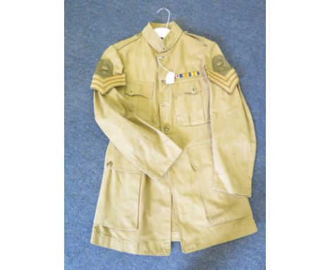 Khaki Drill Sgts tunic, Royal Artillery, with WW1 ribbon bar, 1922 pattern ?