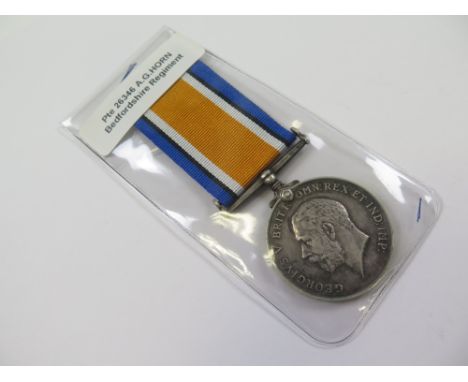 Bedford Regt - BWM (26346 Pte A C Horn Bedf R). Killed In Action 28th Oct 1916 with the 6th Bn Northamptonshire Regt. Born Ki