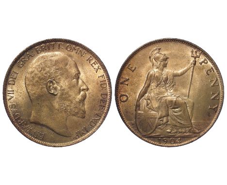 Penny 1904 Unc with much lustre and a couple of light bag marks obverse, scarce in this high grade