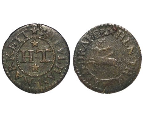 Norfolk, Pulham Market, 17th. century farthing token, by Hen Theobald, D.235, rare, with old ticket, obverse with light scuff