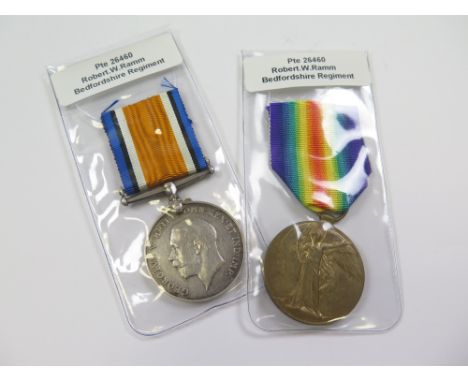 Bedford Regt - BWM & Victory Medal (26460 Pte R W Ramm Bedf R) (2)