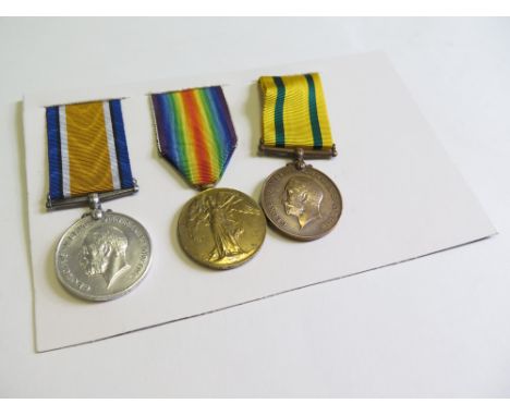 BWM & Victory Medal (5222 Cpl R C Crowley Devon R), and Territorial Force War Medal (1579 Pte R C Crowley Devon R). With copy