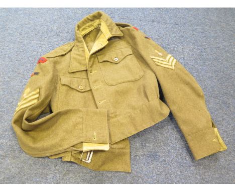 Battledress Blouse - 1940 Pattern - with original insignia of a Royal Engineers Sergeant. A nice Size 12 wartime example made