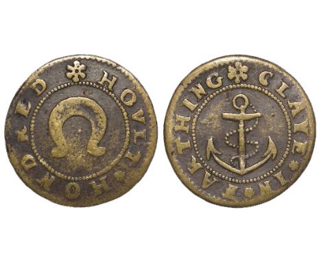 Norfolk, Cley-next-the-Sea, 17th. century, Town farthing, reads:- Hoult Hondred, D.19, scarce, with old ticket, no corrosion,