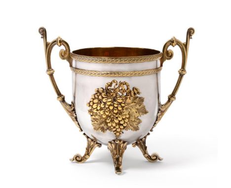 An Early 20th Century Polish Silver and Gilt Plated Wine Cooler, Norblin & Co, Warszawa post 1915, of deep hemispherical form