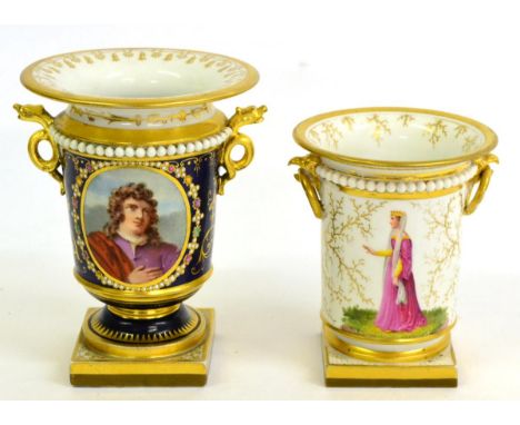 A Barr, Flight & Barr Worcester Porcelain Vase, circa 1820, of urn form with everted rim, beaded border and serpent handles, 