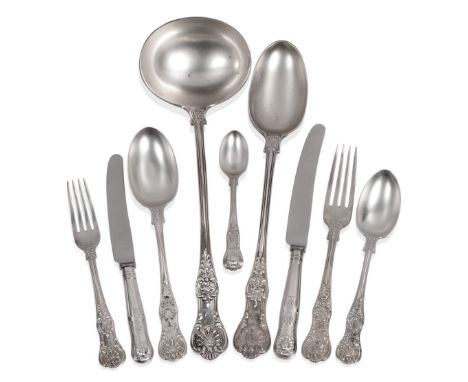 A George V Silver Table Service of Flatware, Josiah Williams & Co, London 1918, King's pattern, comprising eighteen each of d