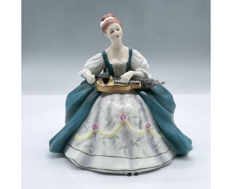 From the Lady Musicians Series, features a lovely limited edition figure of a seated woman dressed in 18th century fashion pl