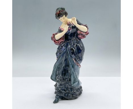 This version features a blue green skirt with black and pink cuffs. Signed E.W Light. Royal Doulton backstamp. Artist: E.W Li