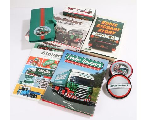 Eddie Stobart, to include DVD box set, a book, catalogue, Guide, pad and folio, flatbed model, coasters and a badge, (8)