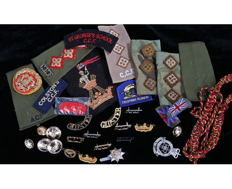 Cap badge, button, and lanyard to the Royal Military Academy Sandhurst together with Army Cadet Force and Combined Cadet Forc