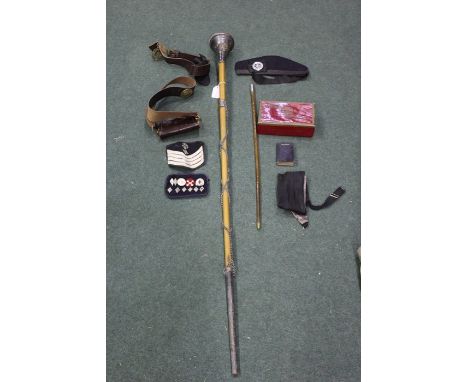 Boys Brigade items, to include 9th North Suffolk Company standard with metal cap and leather holder, walking out stick, butto