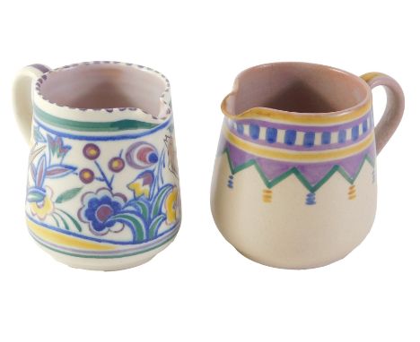 A Carter Stabler 1920s mottle glazed jug, and Poole pottery jug. (2)