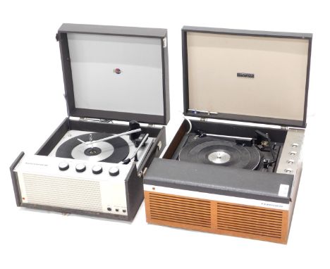 Two portable record players, comprising a Ferguson 1960s player, and a Marcaniphone. (2) 