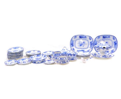 A group of Wedgwood 20thC blue and white wares, comprising two large meat plates, 36cm and 34cm wide, a large urn and ladle, 