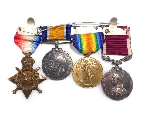 A World War I medal group, comprising 14-15 Star, George V medal, Great War for Civilisation medal, and The Long Service and 