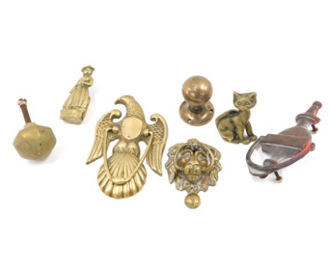 Miscellaneous door related items, to include eagle door knocker, lion mask door knocker, etc. 