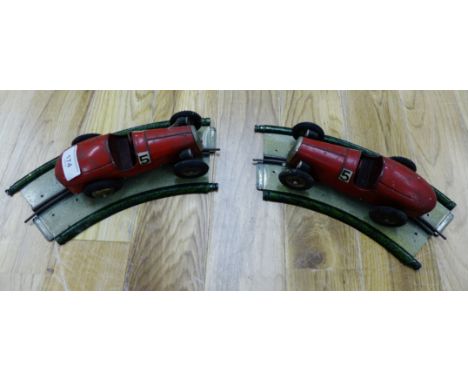 Marklin car racing set, circa 20th Century, to include two racing cars and a quantity of track 