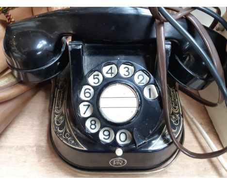 A rotary dial telephone by Bell Telephone Company, Belgium, model number RTT56 B, adapted 