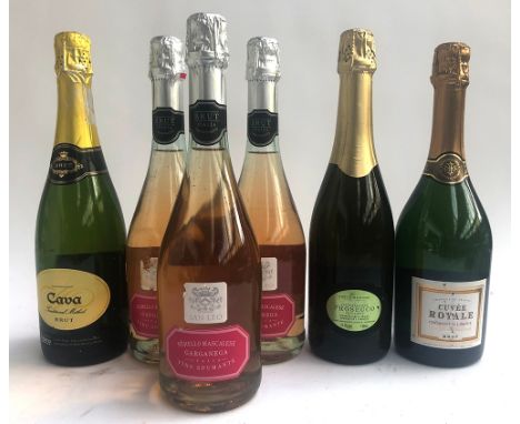 San Leo Rosato NV (75cl/11%) 3 BOTTLES; Fortnum &amp; Mason Prosecco Superiore (75cl/11.5%); Cava (75cl/11.5%); Cuvée Royale 