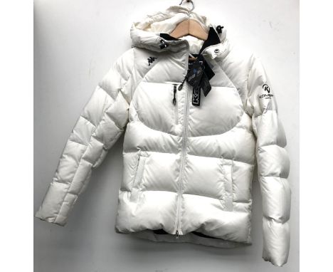 A Kappa kombat white quilted hooded jacket, size M 