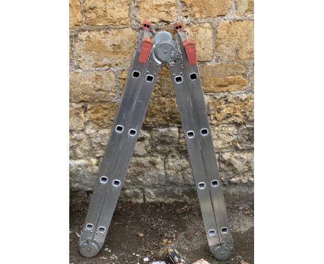 A folding aluminium extending ladder 