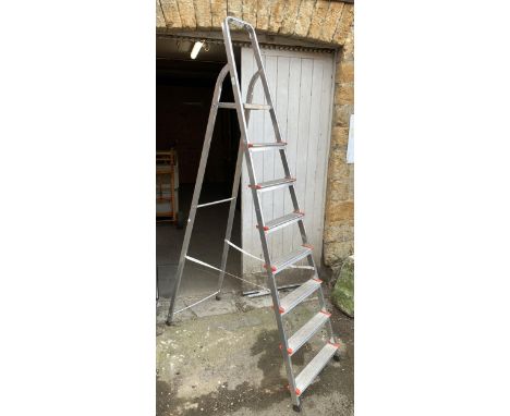 A Titan aluminium seven rung folding step ladder 