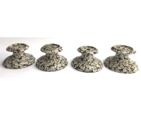 A lot of four 19th century transferware marble effect candle stick holders (af) 