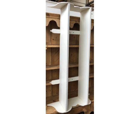 A white painted wall shelf, two tier, 140cmW 