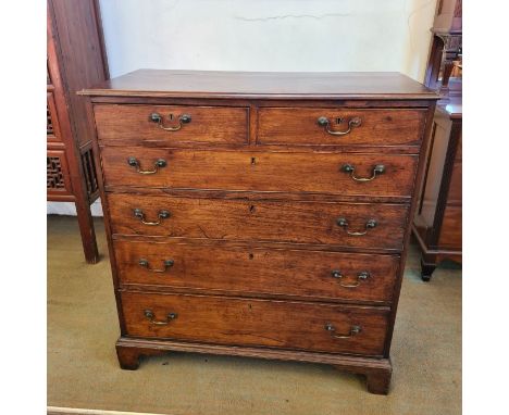 Georgian elm wood bracket foot 6 drawer chest.