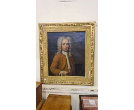 John Verelst (d1734).  Portrait Mr. Osborn, half length, in a brown coat and waistcoat and white stock, feigned oval.  Signed
