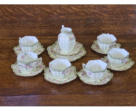 Victorian Foley Wileman fluted and floral decorated part tea set.