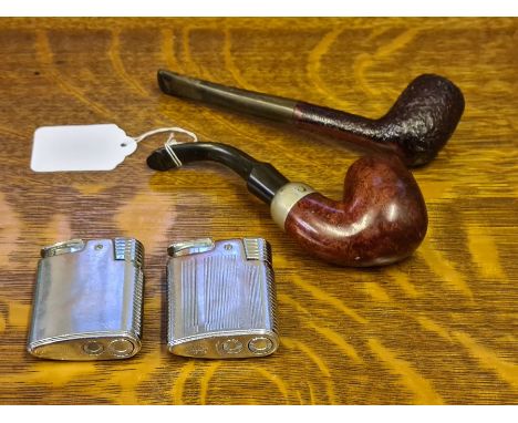 K &amp; P Peterson 314 deer stalker pipe, Clubman X18 pipe and 2 vintage Ronson lighters.