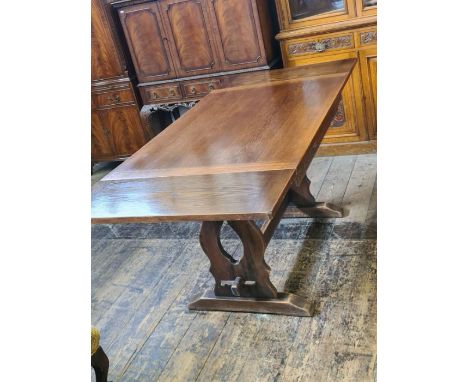 Oak Jaycee refectory drawer leaf table 48" x 32" extending to 72" x 32" with 4 matching ladder back dining chairs.