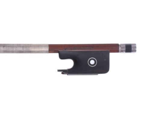 German silver mounted violoncello bow by and stamped Otto Durrschmidt and bearing the maker's logo on the frog, the stick oct