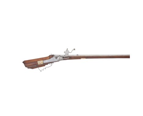 A German 32-Bore Wheel-Lock Sporting RifleLate 17th/Early 18th CenturyWith swamped octagonal leaf-sighted barrel rifled with 