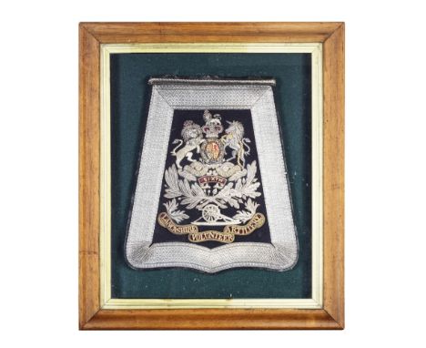 A Framed Officer's Sabretache Of The 6th Lancashire Volunteer Artillery, An 1878 Pattern Blue Cloth Helmet Of An Officer In T