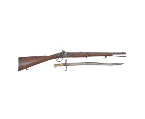 A .577 Percussion 1853 Pattern First Model Artillery CarbineDated 1855Of regulation pattern, the sighted barrel (some old lig