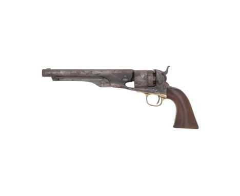 A Colt 1860 Army Model Percussion RevolverNo. 82371 For 1863The barrel with New-York address, cylinder originally with roll e
