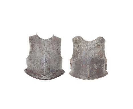 Two English Civil War Period Harquebusier's Breast-Plates For Youths  Mid-17th CenturyThe first with low medial ridge drawn o