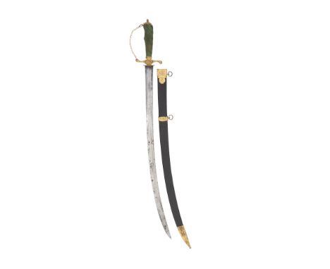 An English Ormolu-Hilted Hunting HangerMid-Late 18th CenturyWith bright curved fullered blade double-edged towards the point 