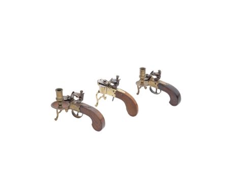 Two Flintlock Tinderlighters The First Signed Heaton &amp; Smith, London, Both 19th CenturyOf box-lock pistol form, the first