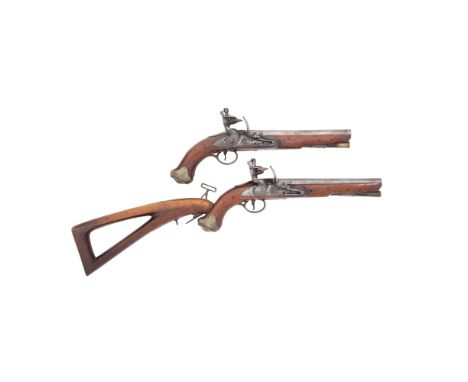 A Brace Of Flintlock Commercial Light Dragoon Service Pistols Of Carbine BoreBy D. Egg, London, Circa 1800With plain barrels 