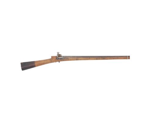 A Turkish 28-Bore Miquelet-Lock Rifle (Shishana)18th CenturyWith swamped octagonal sighted barrel damascened with scrolling g