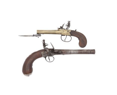 A 54-Bore Flintlock Box-Lock Pistol With Spring BayonetSigned Bond, London, Early 19th CenturyWith turn-off brass barrel fitt