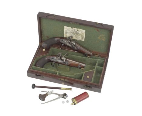 A Fine And Unusual Cased Pair Of 34-Bore Flintlock Travelling PistolsBy Joseph Egg, London, Circa 1815With browned twist octa