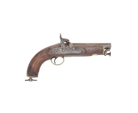 A 25-Bore Percussion Coastguard PistolDated 1844Of regulation pattern, the dated border engraved flat bevelled lock with 'V.R