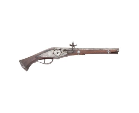 A Brescian 22-Bore Wheel-Lock Belt PistolMid-17th CenturyWith two-stage barrel turned at the girdle and with a moulded ramp a